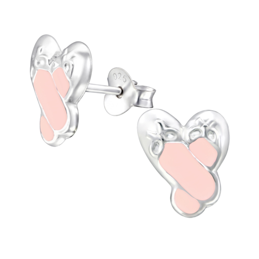 Mini Me & Co Ballet Shoe Earrings made from high-quality 925 Sterling Silver, featuring a silver-plated finish and epoxy decoration for a stylish look.