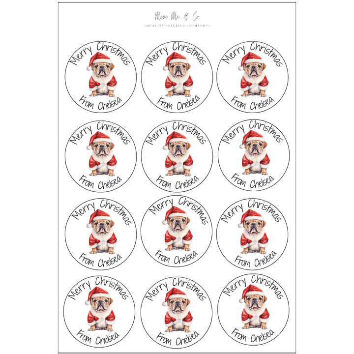 Personalised Dog Christmas Stickers – 12 Pack