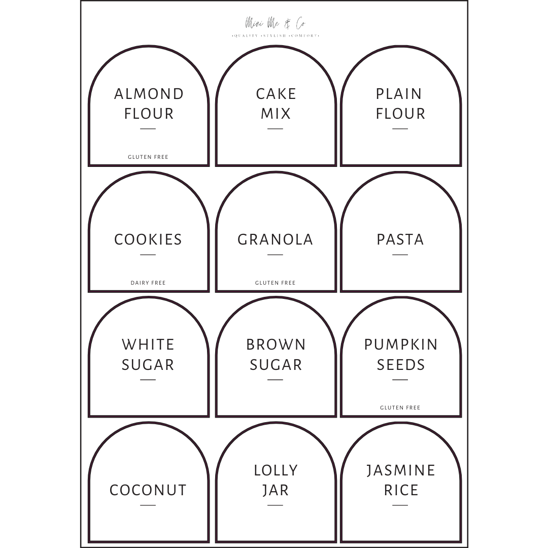 Pantry Labels – Arch Vinyl Stickers (Pack of 12)