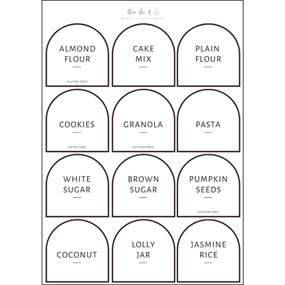 Pantry Labels – Arch Vinyl Stickers (Pack of 12)