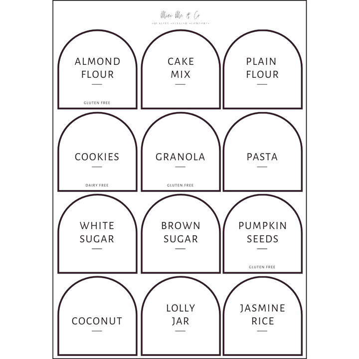 Pantry Labels – Arch Vinyl Stickers (Pack of 12)