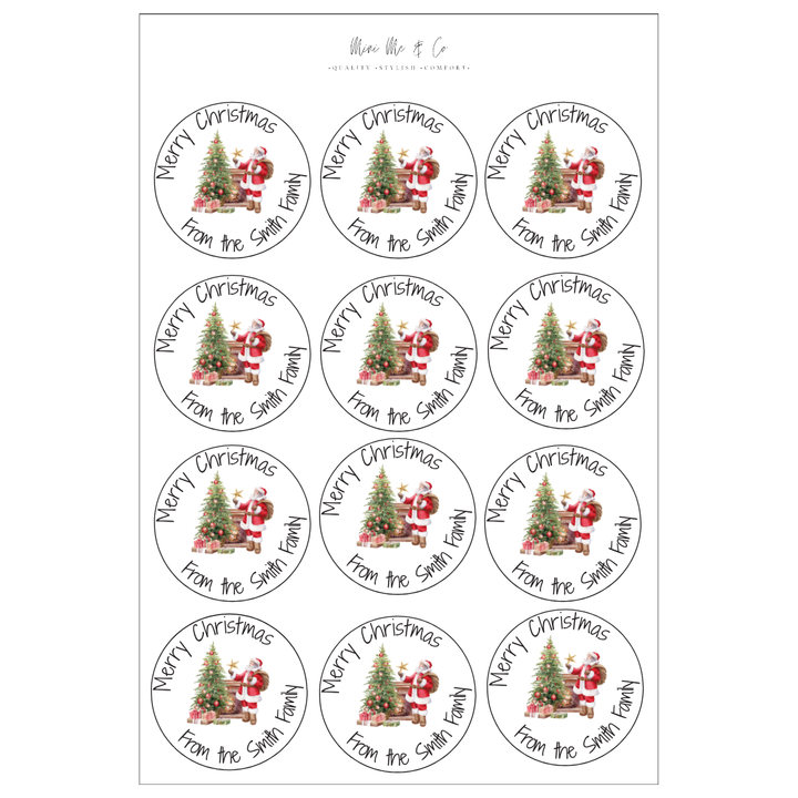 Personalised Santa Christmas Stickers – 12 Pack