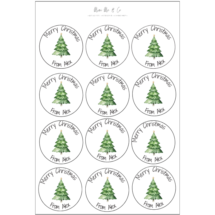 Personalised Christmas Tree Stickers – 12 Pack