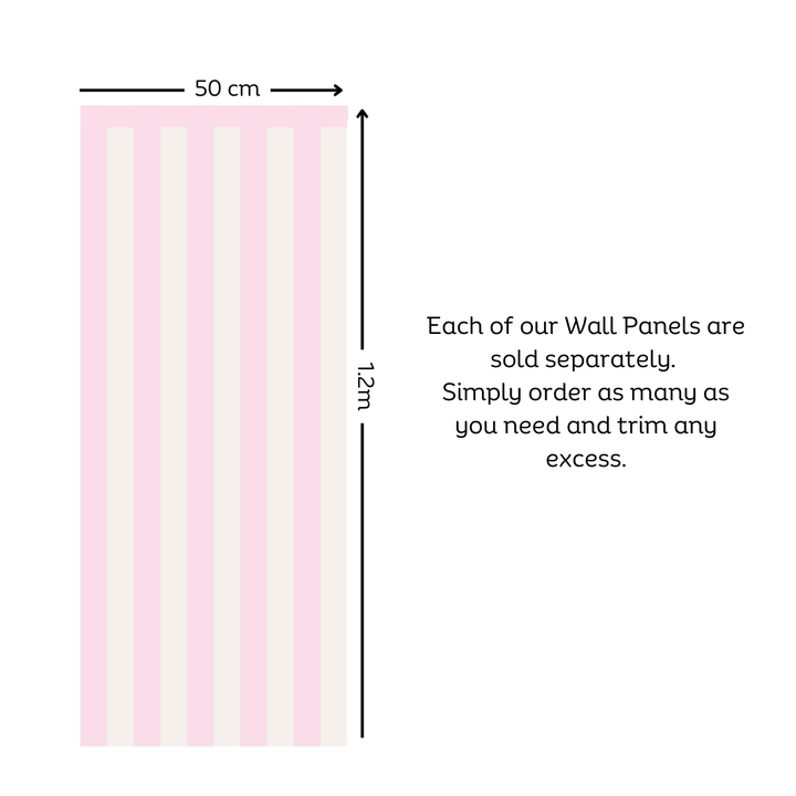Pink & Beige Stripes Half Wall Panel Decals