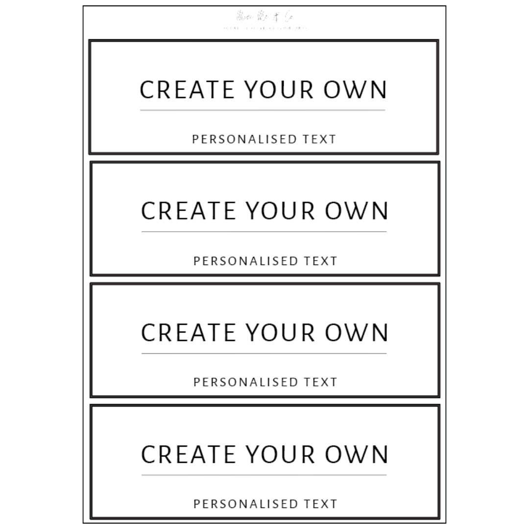 Personalised Storage Labels – Pack of 4 200mm x 65mm – Mini Me & Co AU