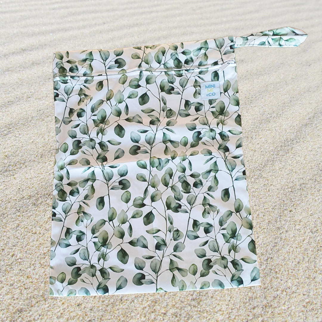 Reusable Swim Nappy and Waterproof Wet Bag - Eucalyptus Leaves