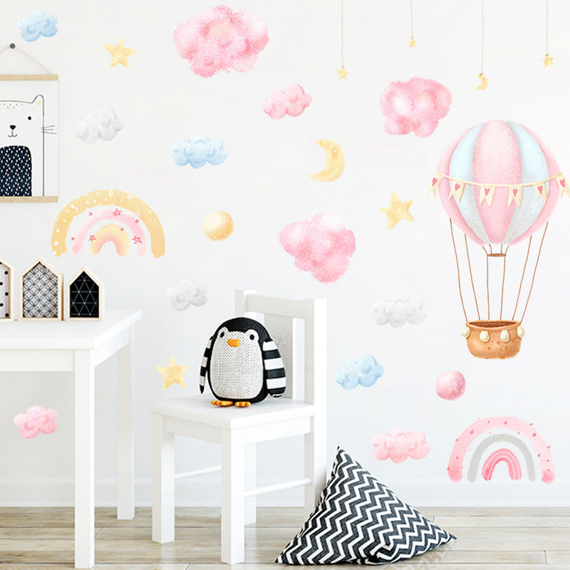 Fabric Nursery Pastel Hot Air Balloon Wall Stickers