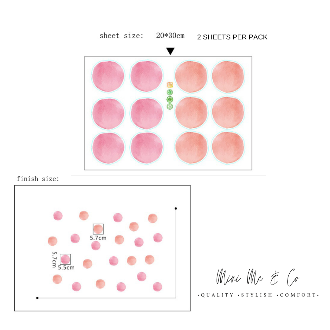 Fabric Pink and Orange Polka Dot Wall Stickers