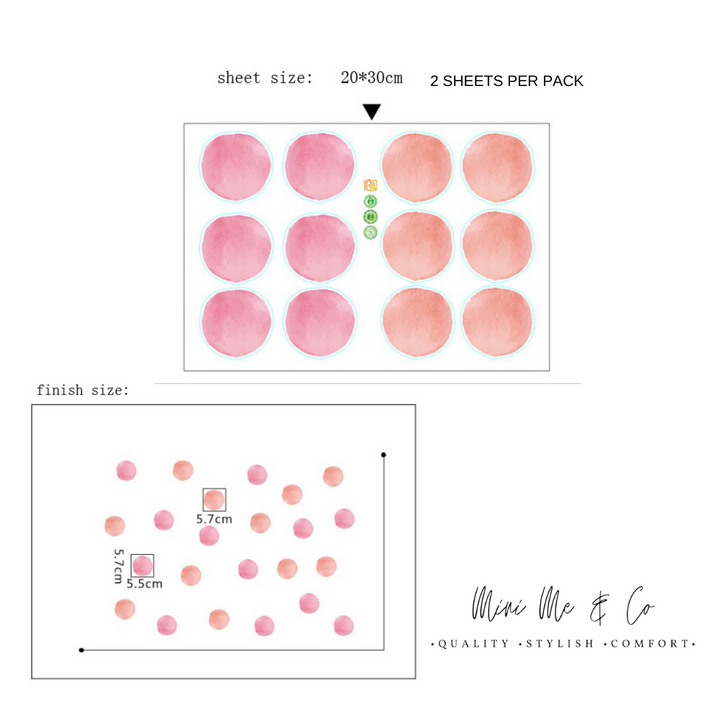Fabric Pink and Orange Polka Dot Wall Stickers