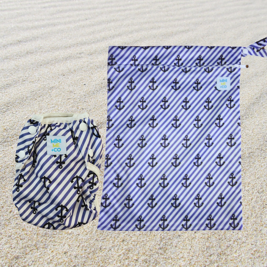 Reusable Swim Nappy and Waterproof Wet Bag - Anchor