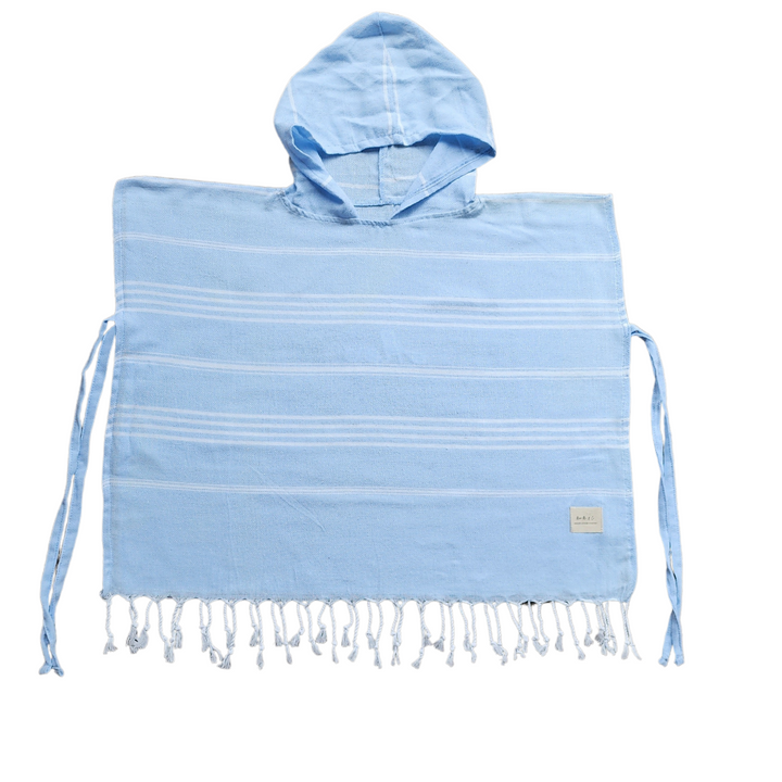 Hooded Poncho Towel for Kids: This luxurious poncho towel is handmade from 100% organic Turkish cotton. It's suitable for kids aged 1-4 years and 5-8 years.