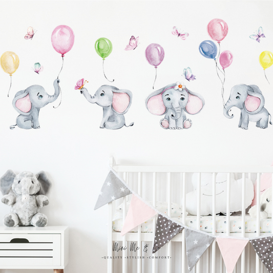 Cute baby elephant wall decal for nurseries, perfect for adding a whimsical touch to children's rooms