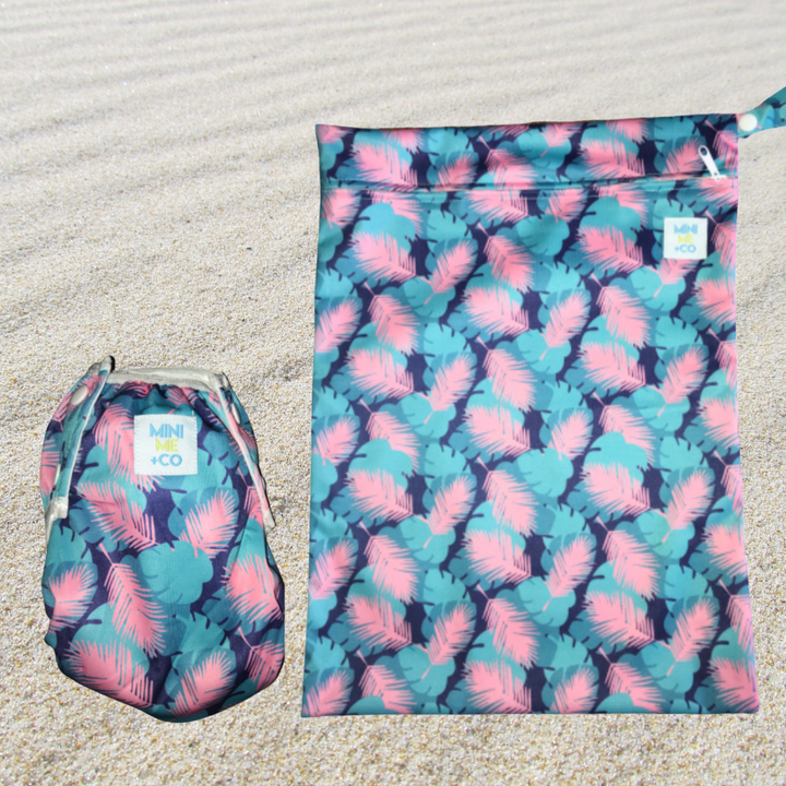 Reusable Swim Nappy and Waterproof Wet Bag - Feather