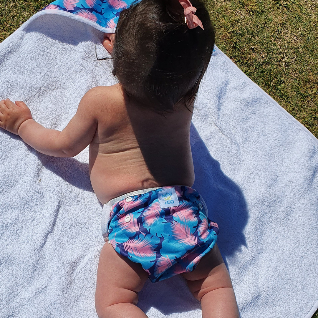 Reusable Swim Nappy and Waterproof Wet Bag - Feather