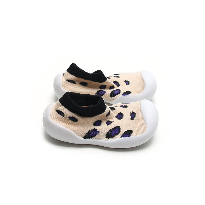 Brown & Black Leopard Print Pre-walker Sock Shoes