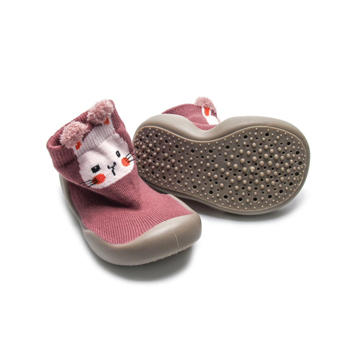 Comfortable and breathable Happy Bunny high top sock shoes for pre walkers with easy slip-on design.