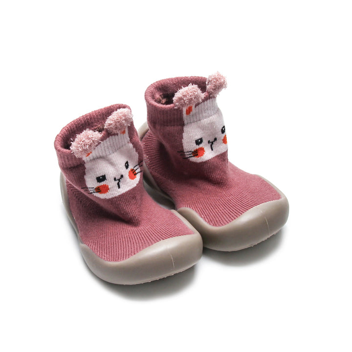 Trendy Happy Bunny high top sock shoes with non-slip rubber sole, ideal for active little feet.