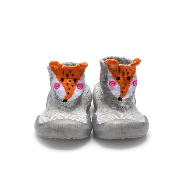 Comfortable and breathable grey fox high top sock shoes for pre walkers with easy slip-on design.