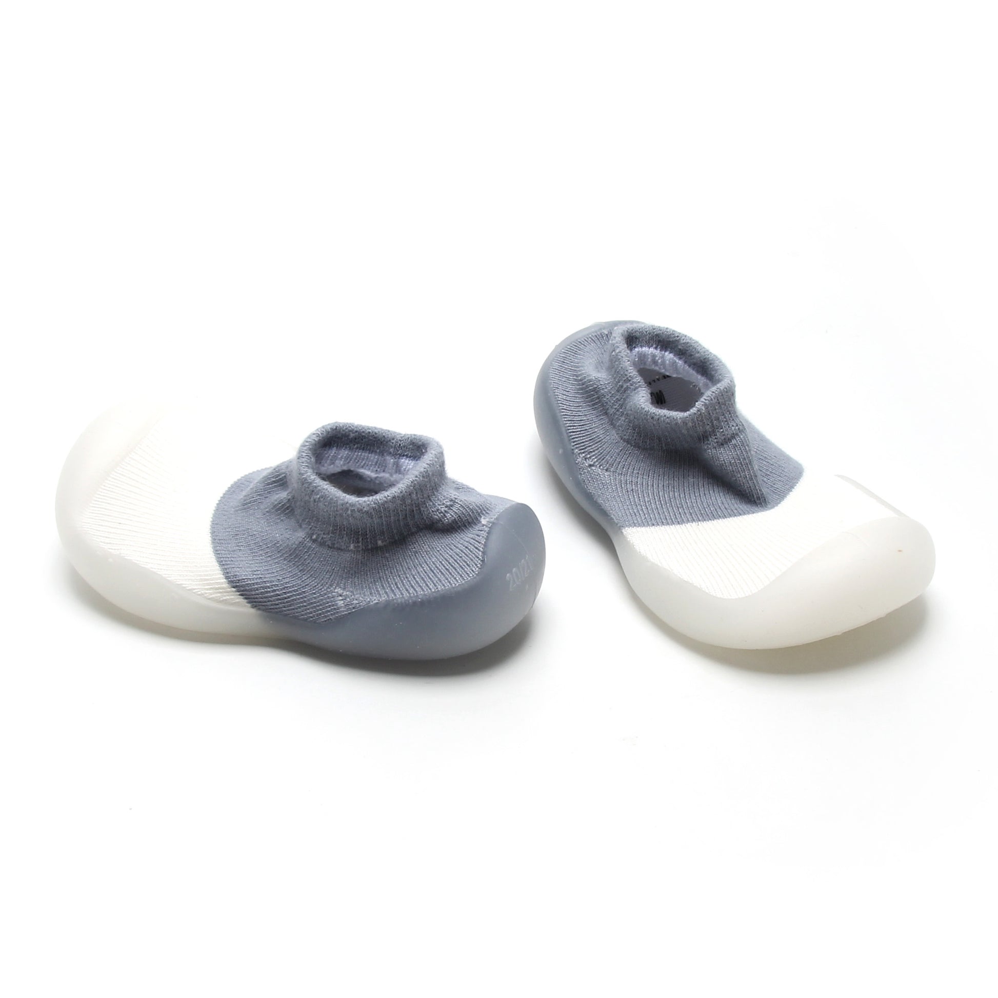 Comfortable and breathable blue and white sock shoes for kids with easy slip-on design.