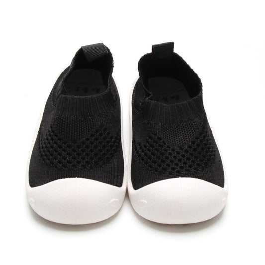 Black Kids Shoes with breathable mesh design and non-slip rubber sole by Mini Me & Co.