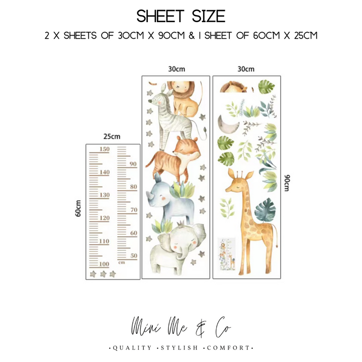 Fabric Jungle Height Chart Wall Decal