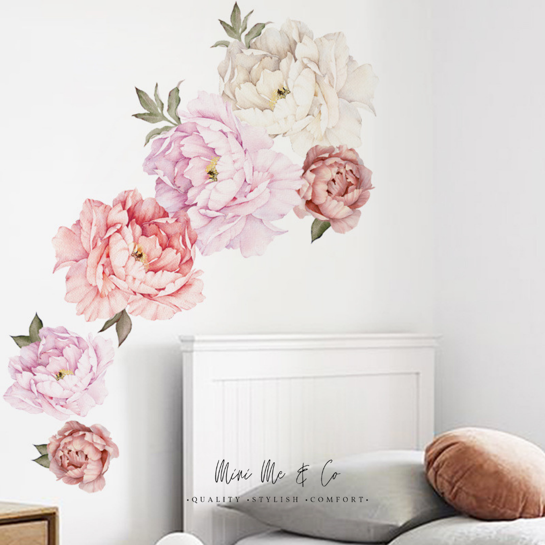 Fabric Large Pink Peony Wall Decals