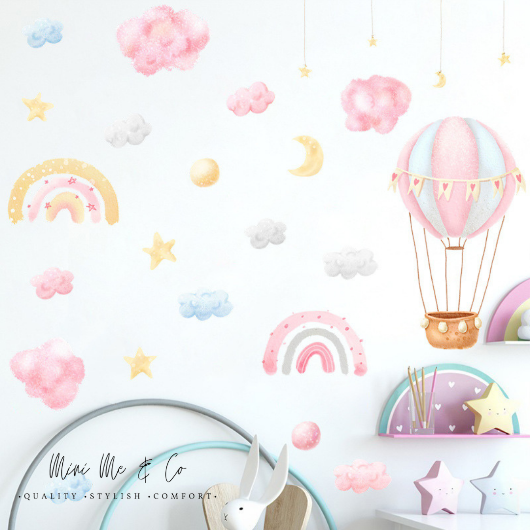 Fabric Nursery Pastel Hot Air Balloon Wall Stickers