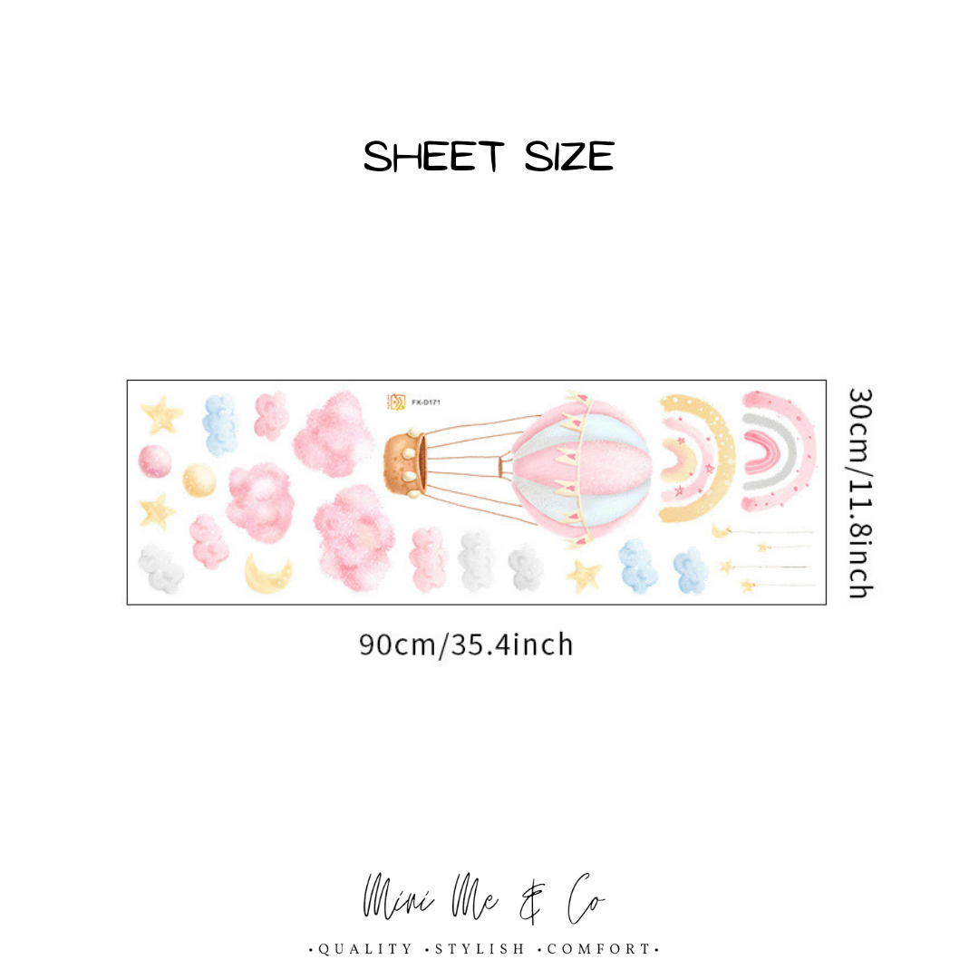 Fabric Nursery Pastel Hot Air Balloon Wall Stickers