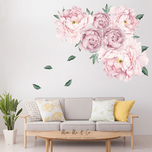 Pink on Pink Peony Wall Stickers