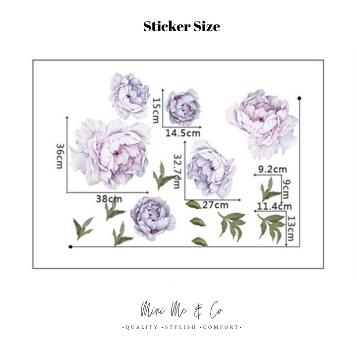 Fabric Purple Peony Wall Decal