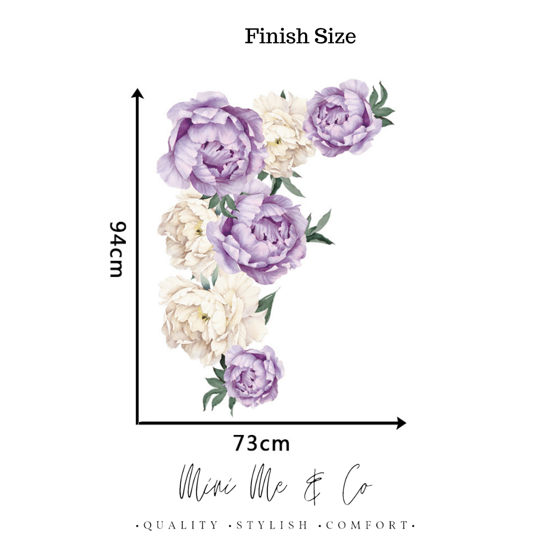 Fabric Large Purple and White Peony Wall Stickers