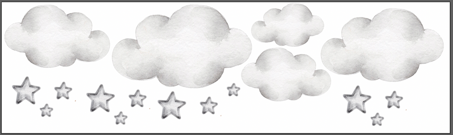 Extra Clouds and Stars for Sleeping Dino Fabric Wall Stickers