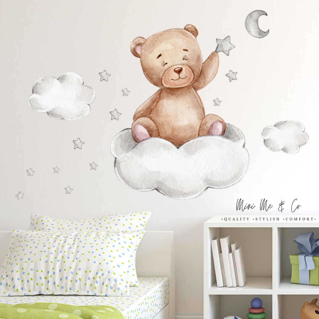 Fabric Sleepy Teddy Wall Stickers