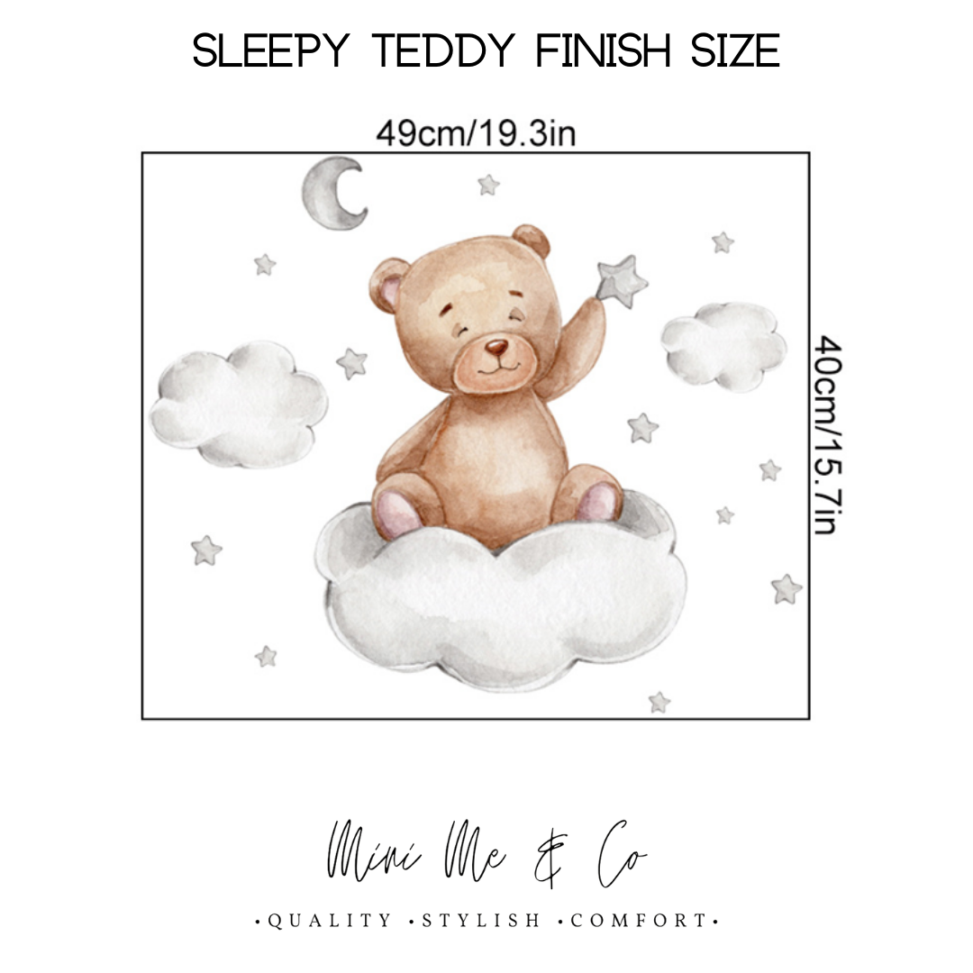 Fabric Sleepy Teddy Wall Stickers
