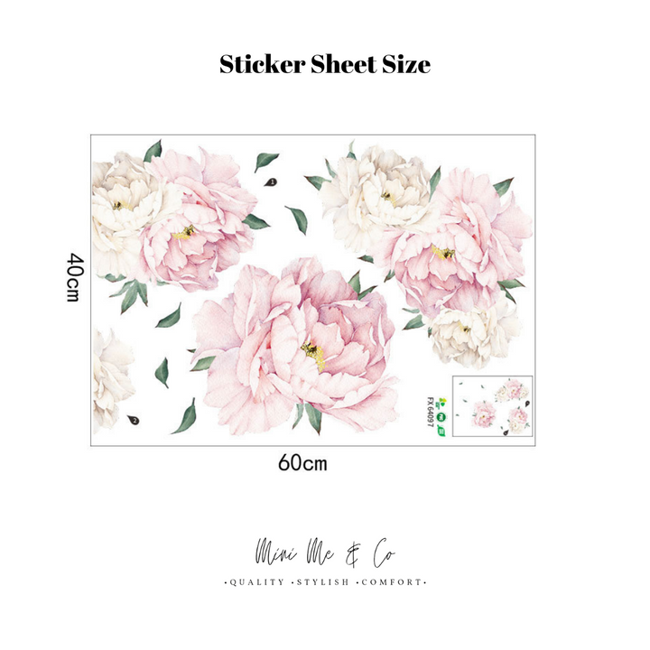 Fabric Pink Peony Wall Stickers