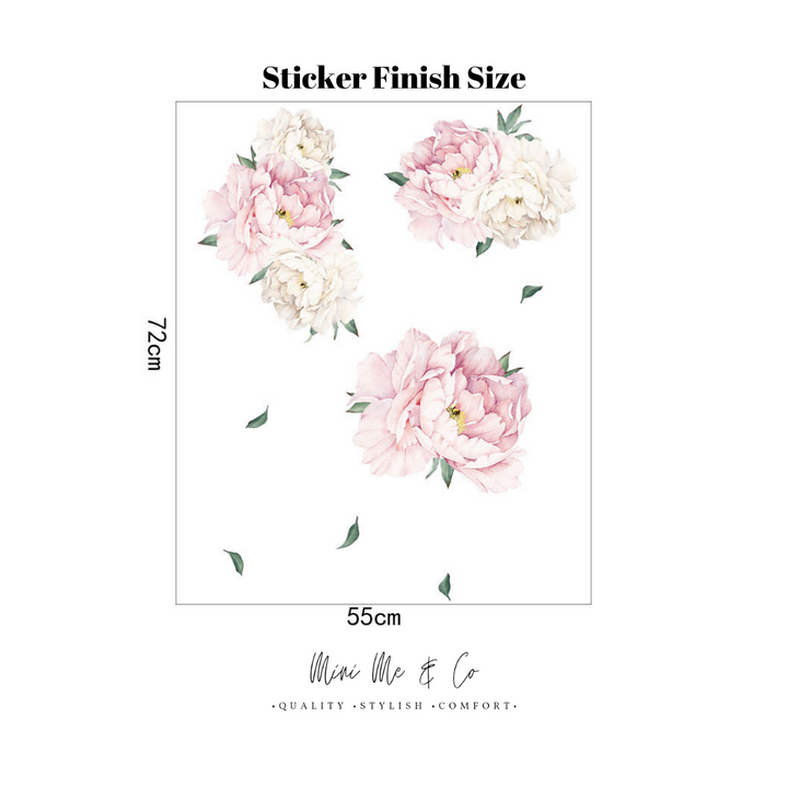 Fabric Pink Peony Wall Stickers