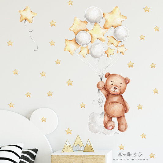 Fabric Teddy in the Stars Wall Stickers