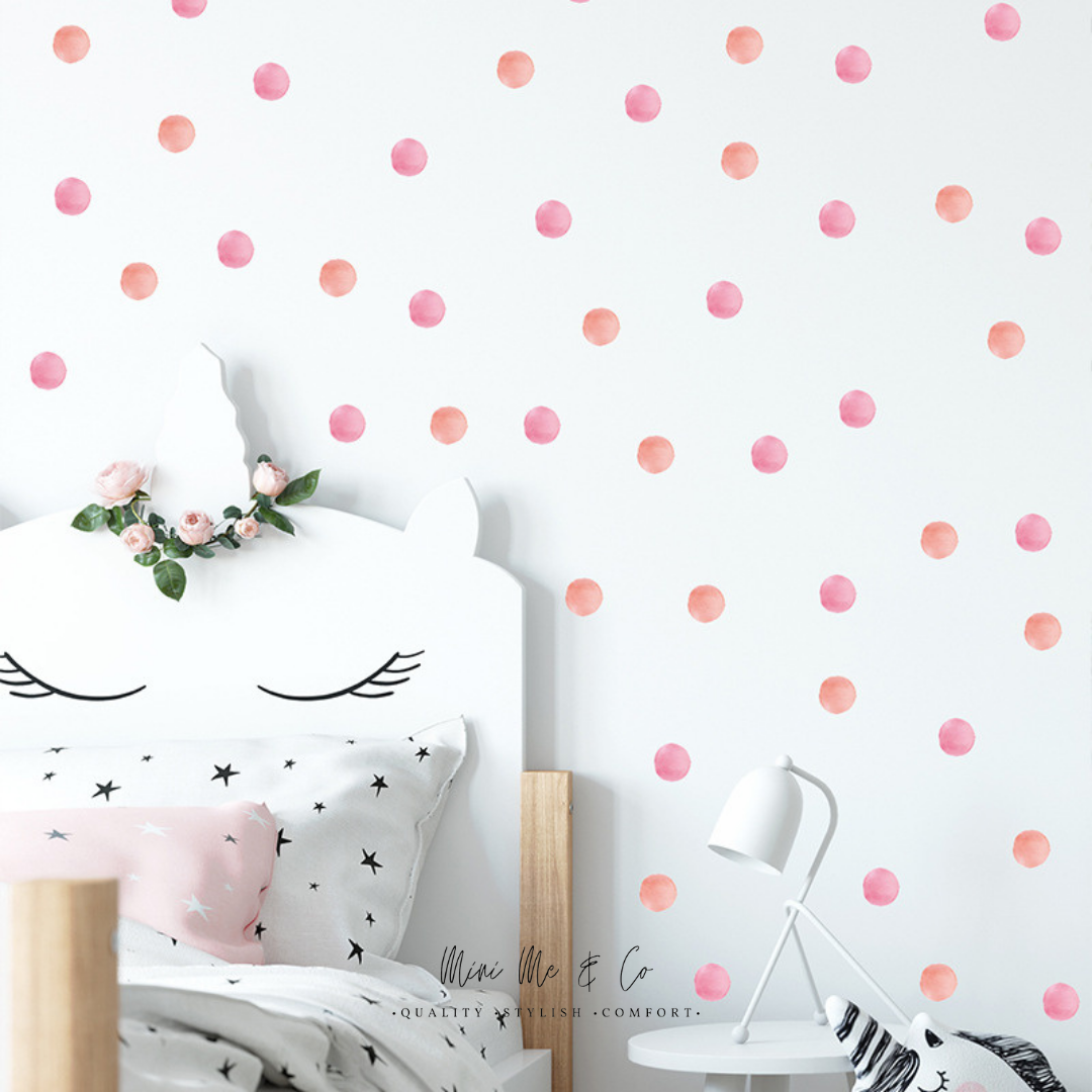 Fabric Pink and Orange Polka Dot Wall Stickers