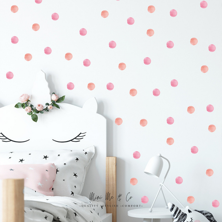 Fabric Pink and Orange Polka Dot Wall Stickers