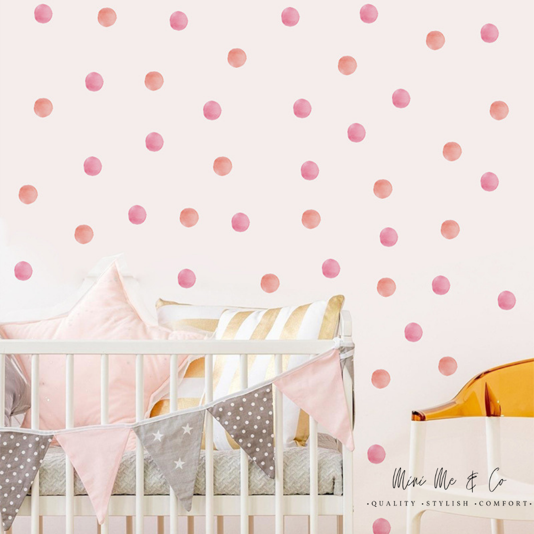 Fabric Pink and Orange Polka Dot Wall Stickers