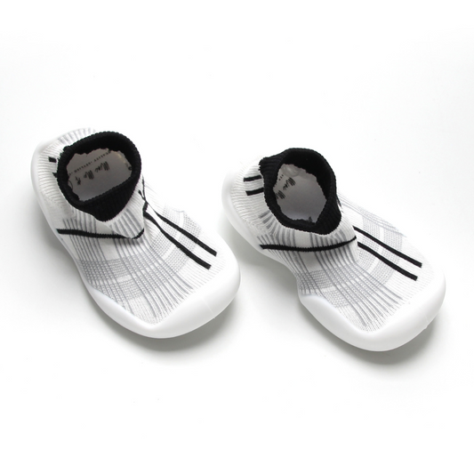 Grey and White Tartan Pre-Walker Sock Shoes