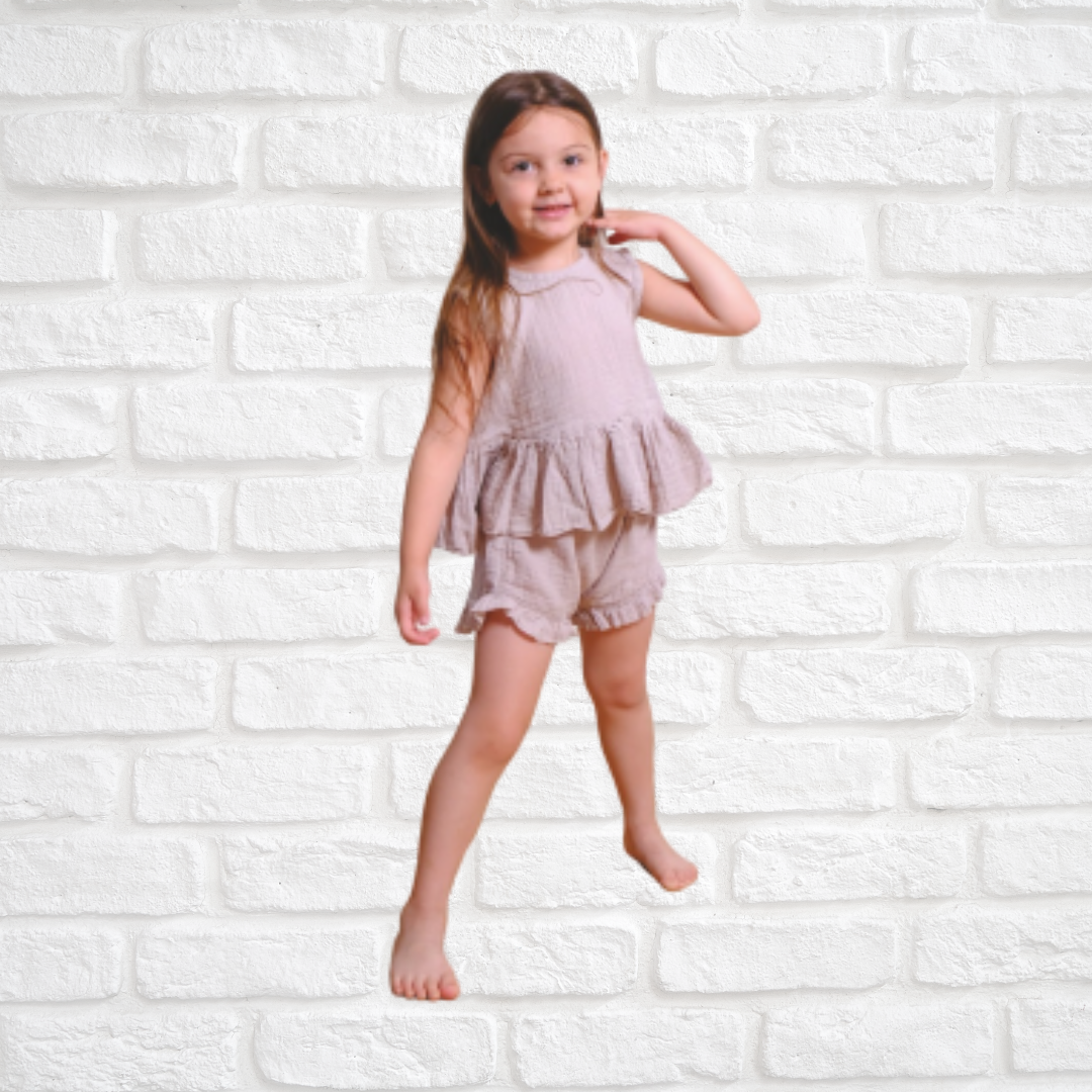 Breathable organic muslin cotton sun set with stylish tank top and comfortable shorts for active toddlers